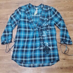 Blue Plaid Women's Top/ Dress